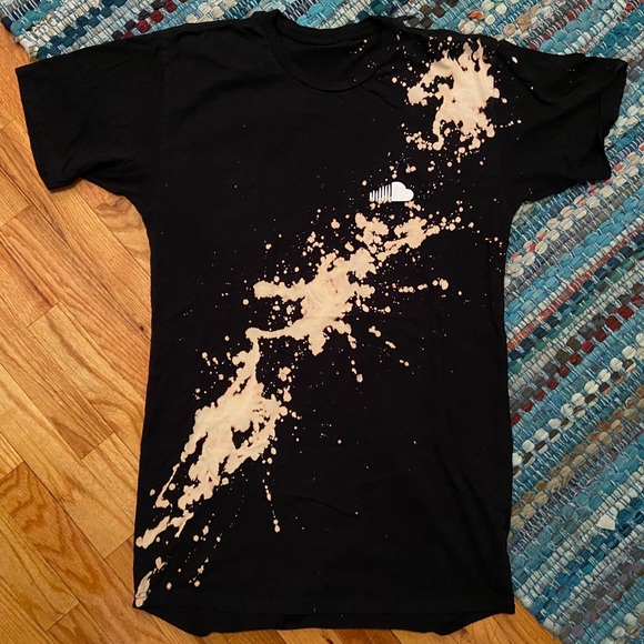 SoundCloud Branded Longline Bleached Dye T-Shirt - Picture 1 of 6